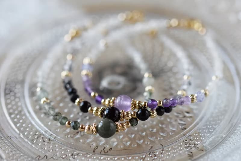 冉冉 | 綠幽靈 金曜石 薰衣草紫水晶 14K包金 天然石 手鍊