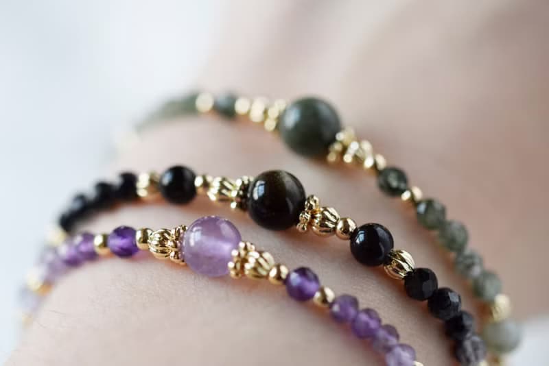 冉冉 | 綠幽靈 金曜石 薰衣草紫水晶 14K包金 天然石 手鍊