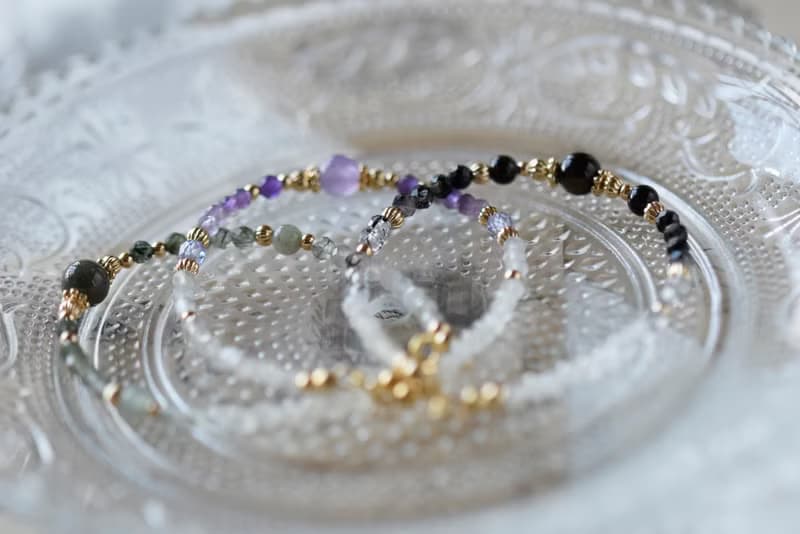 冉冉 | 綠幽靈 金曜石 薰衣草紫水晶 14K包金 天然石 手鍊