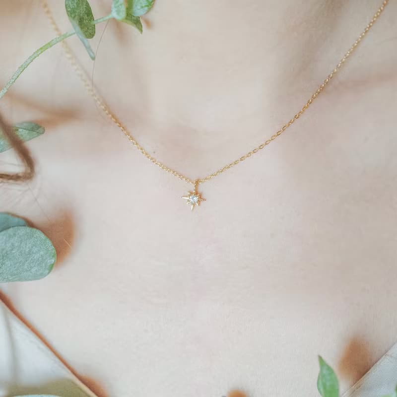 白水晶925純銀星芒項鍊