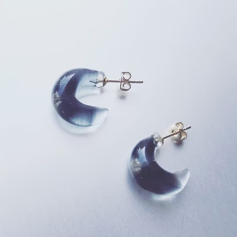 Half moon Earring Black / S