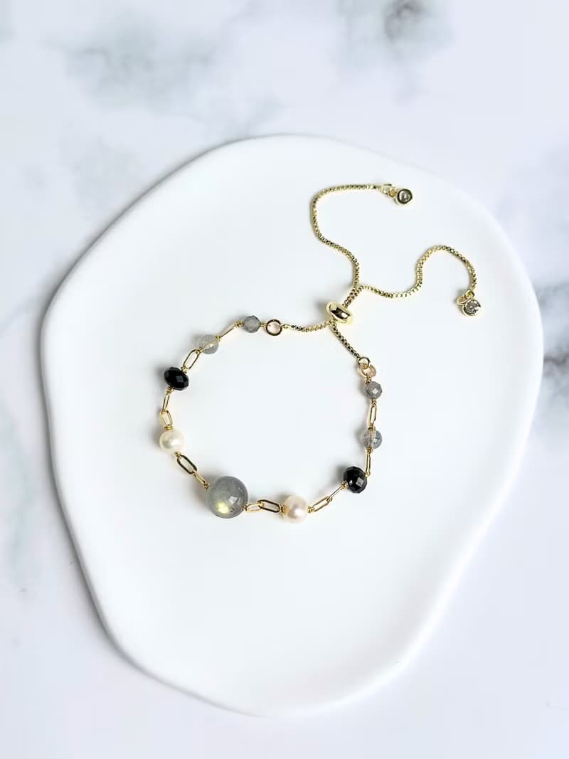 【簡約晶礦手鍊】拉長石/菫青石/珍珠/大人小孩皆宜