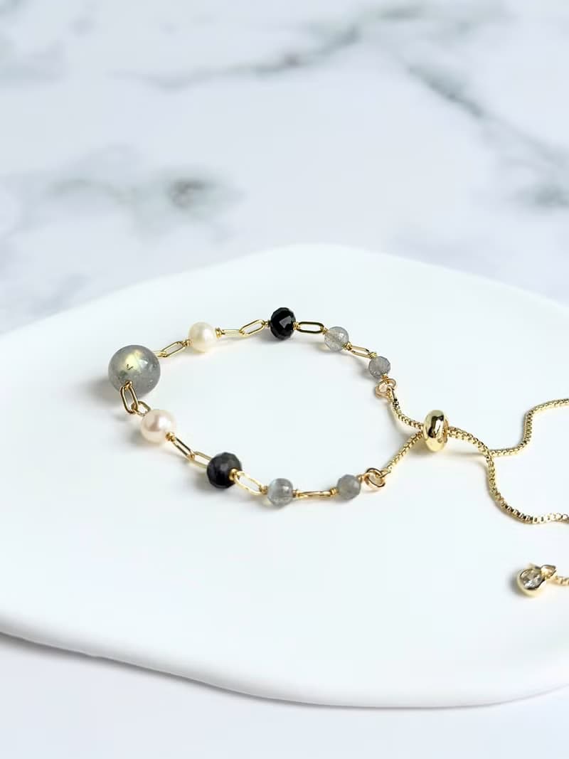 【簡約晶礦手鍊】拉長石/菫青石/珍珠/大人小孩皆宜