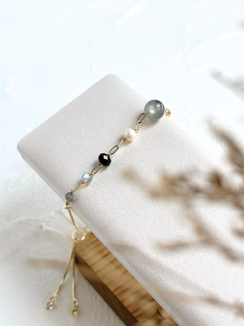 【簡約晶礦手鍊】拉長石/菫青石/珍珠/大人小孩皆宜