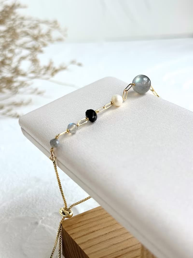 【簡約晶礦手鍊】拉長石/菫青石/珍珠/大人小孩皆宜