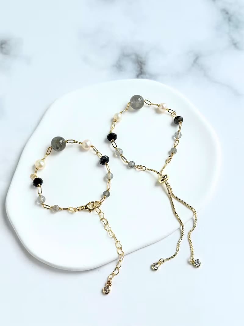 【簡約晶礦手鍊】拉長石/菫青石/珍珠/大人小孩皆宜