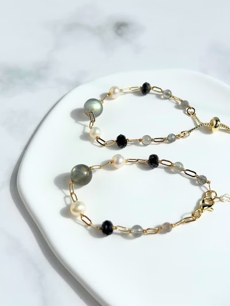 【簡約晶礦手鍊】拉長石/菫青石/珍珠/大人小孩皆宜