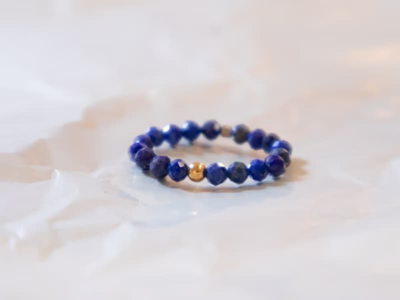 青金石- 十二月 誕生石 925 SILVER切面青金石2.5mm- 細緻線戒