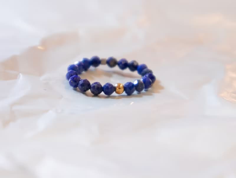 青金石- 十二月 誕生石 925 SILVER切面青金石2.5mm- 細緻線戒