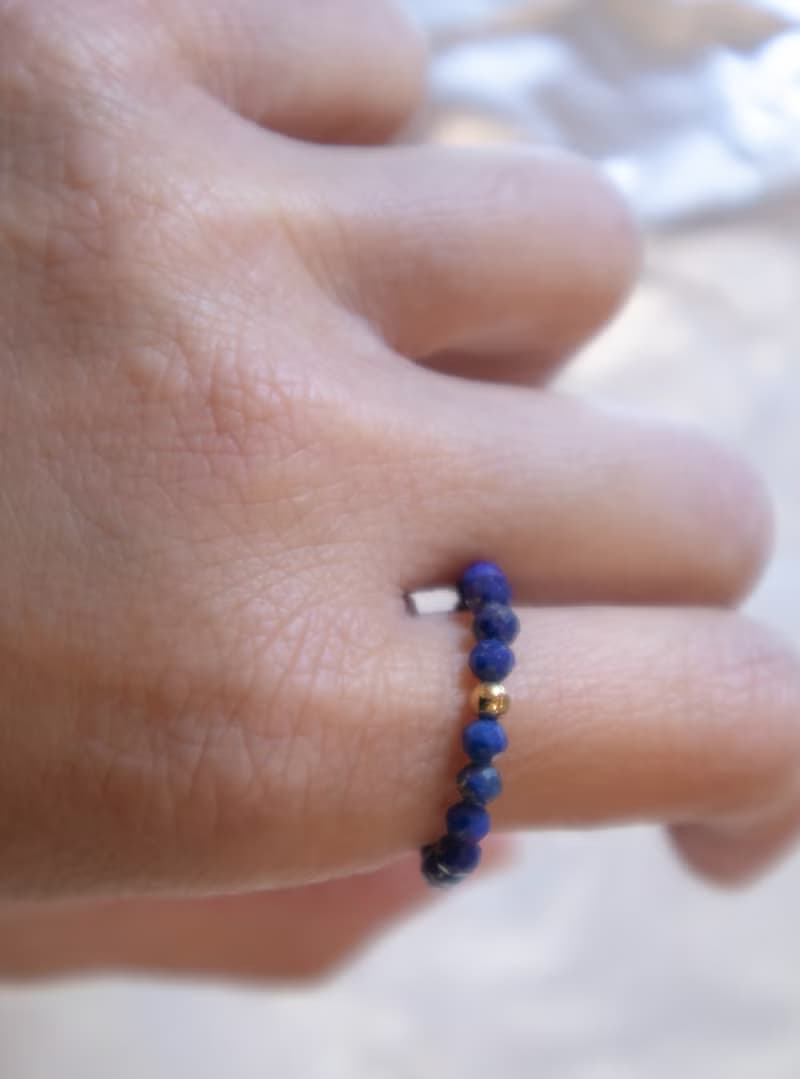 青金石- 十二月 誕生石 925 SILVER切面青金石2.5mm- 細緻線戒