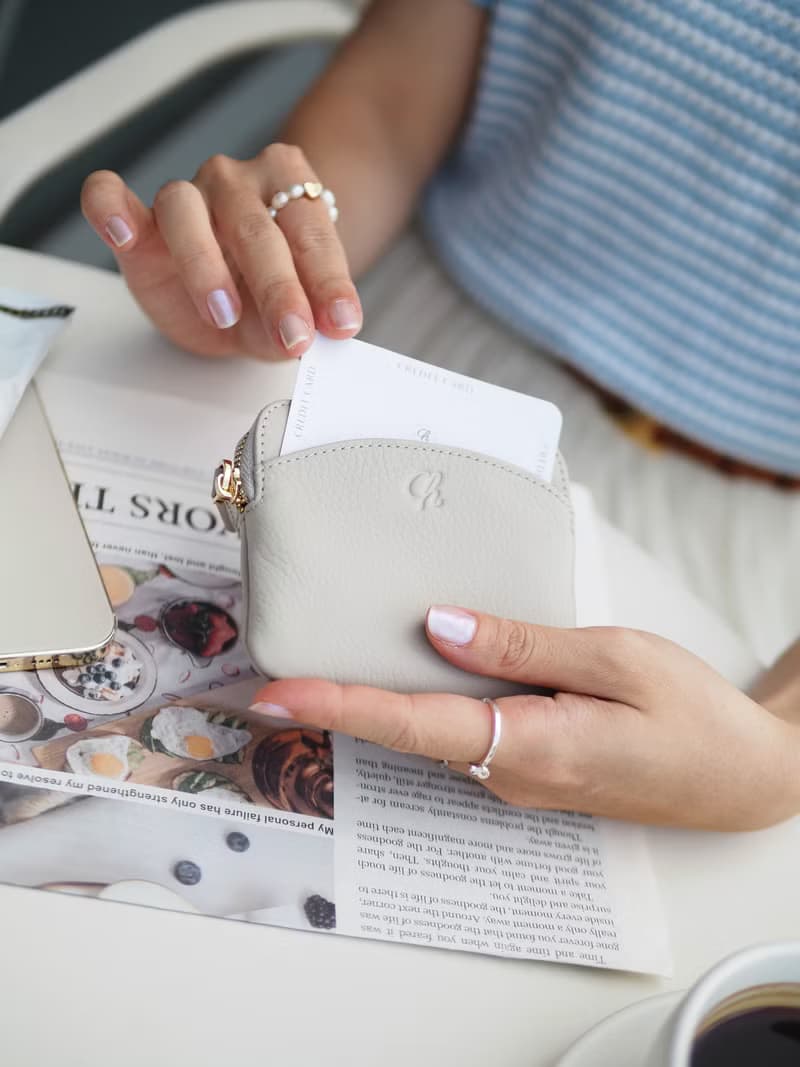 Gigi 真牛皮 拉鍊迷你錢包 : 磚色