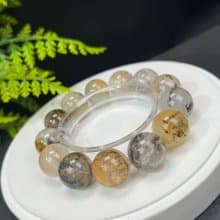 高品質天然膠花小樹水晶手串18mm大顆粒軟錳礦手錬異象半盆發財樹