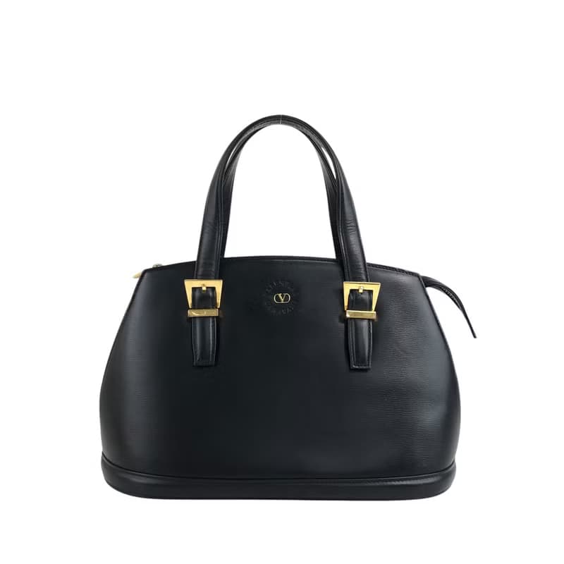 【 日本直送　名牌中古包 】VALENTINO GARAVANI ヴァレンティノガラヴァーニ ハンドバッグ ブラック ロゴ レザー vintage bdrkye