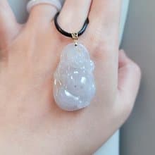 【親翠】天然翡翠 18K金釦頭鴻運當頭隨形手工雕彌勒佛 畢業禮物