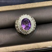 天然 紫水晶 戒指 尼泊爾 手工製 925純銀