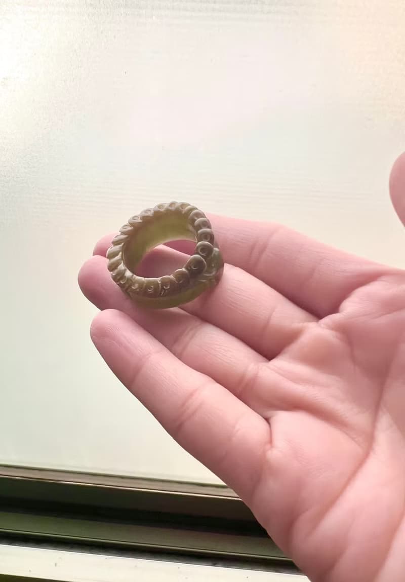 天然三彩翡翠A貨腰纏萬貫桃子戒圈尾戒戒指/送禮/收藏