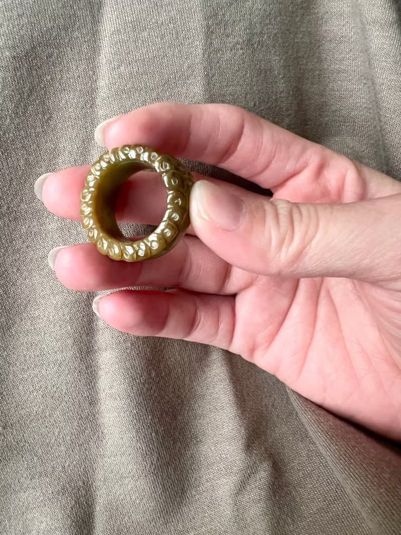 天然三彩翡翠A貨腰纏萬貫桃子戒圈尾戒戒指/送禮/收藏