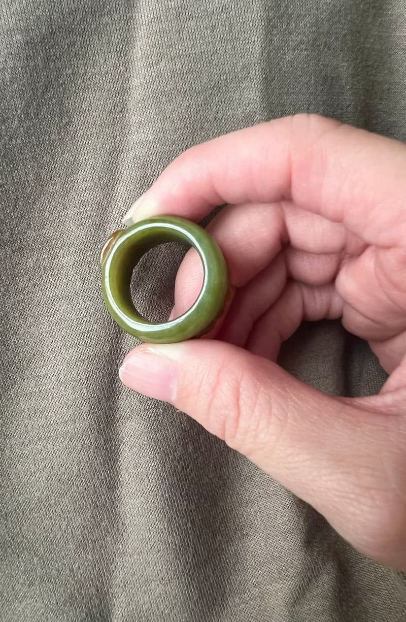 天然三彩翡翠A貨腰纏萬貫桃子戒圈尾戒戒指/送禮/收藏
