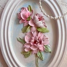 Peony sculpture painting 3d pink peony painting 3d flowers art 3d floral decor