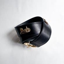 Vintage Celine 經典金色馬車黑色皮帶