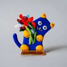 Fused glass Cat, desk accessories, animals figure, statuette cats.