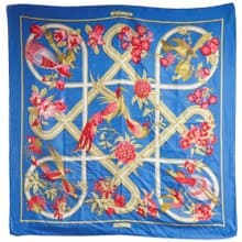 【日本直送】エルメス HERMES カレ90 スカーフ caraibes/カリブ シルク 青 レディース【中古】