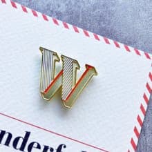 W / Wonderful 琺瑯徽章卡－附信封 開學季 情人卡 萬用字母卡