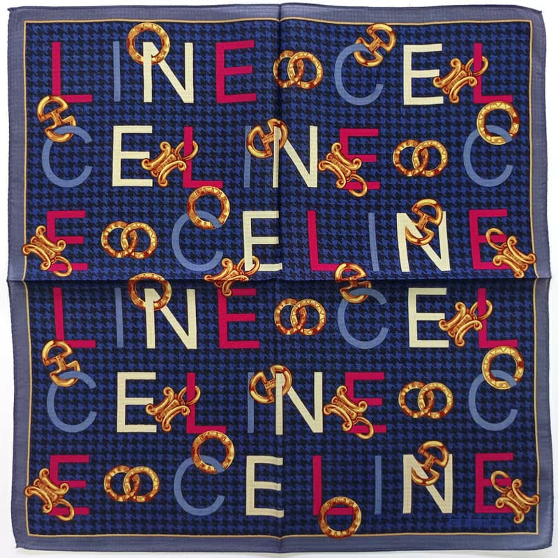 Celine Paris Vintage Handkerchief Paris Charm on Blue 19.5 x 19.5 inches
