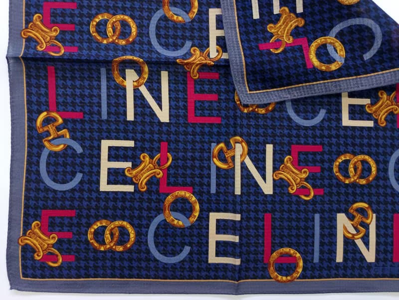 Celine Paris Vintage Handkerchief Paris Charm on Blue 19.5 x 19.5 inches