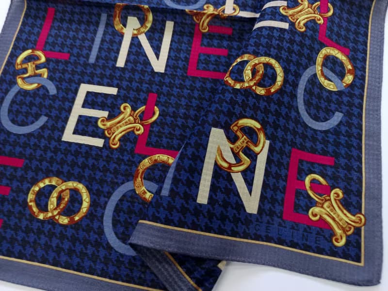 Celine Paris Vintage Handkerchief Paris Charm on Blue 19.5 x 19.5 inches
