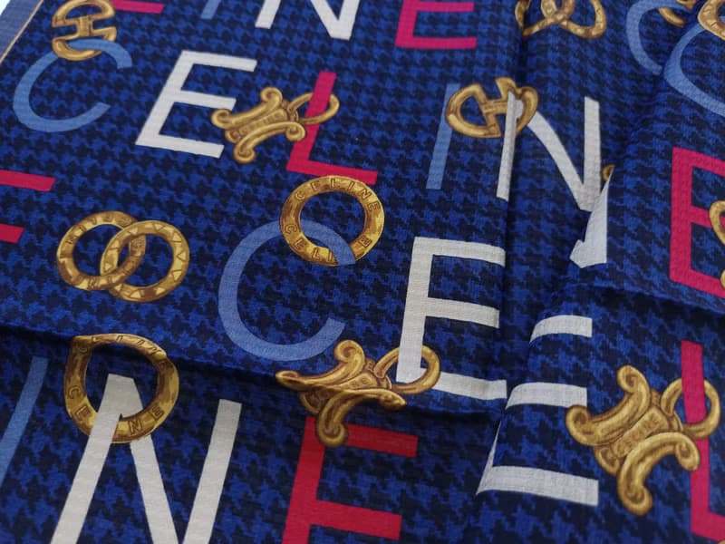 Celine Paris Vintage Handkerchief Paris Charm on Blue 19.5 x 19.5 inches