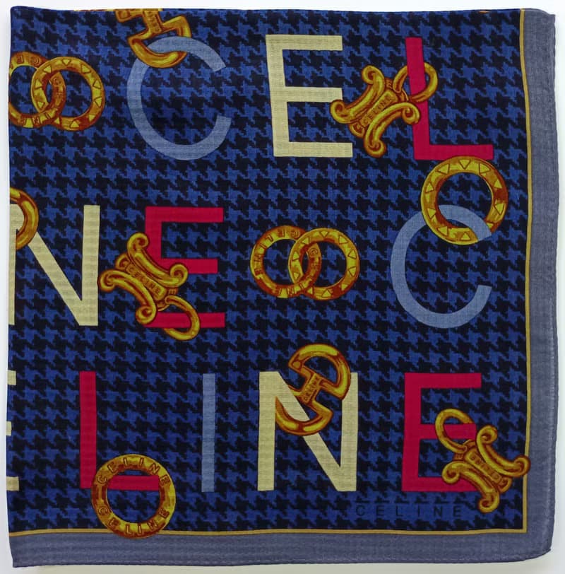 Celine Paris Vintage Handkerchief Paris Charm on Blue 19.5 x 19.5 inches