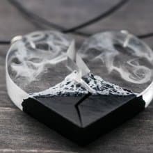 Matching necklaces wooden resin pendant Half Heart Black necklaces eco jewelry