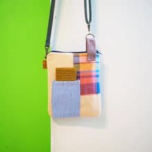 E*group 拼布小物包  米黃單寧  隨身袋 手機袋