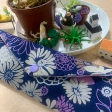 文青風環保純棉筷袋 花花世界 沈穩藍 百花綻放 日本 潮物 收納