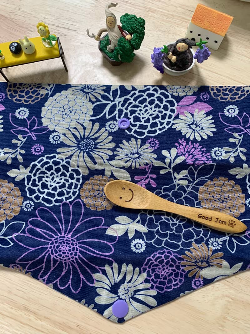 文青風環保純棉筷袋 花花世界 沈穩藍 百花綻放 日本 潮物 收納