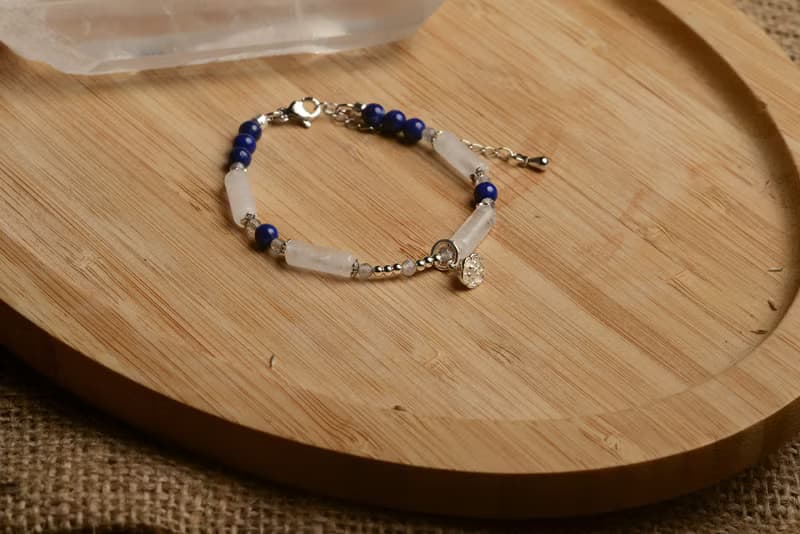 【神山晶礦】長形白水晶青金蓮蓬手鍊/白水晶/青金/拉長石