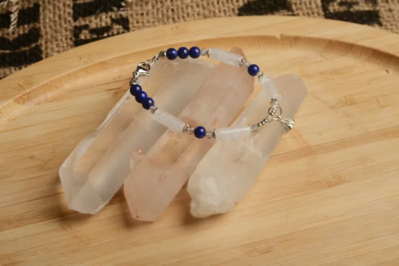 【神山晶礦】長形白水晶青金蓮蓬手鍊/白水晶/青金/拉長石