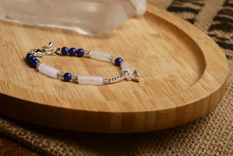 【神山晶礦】長形白水晶青金蓮蓬手鍊/白水晶/青金/拉長石