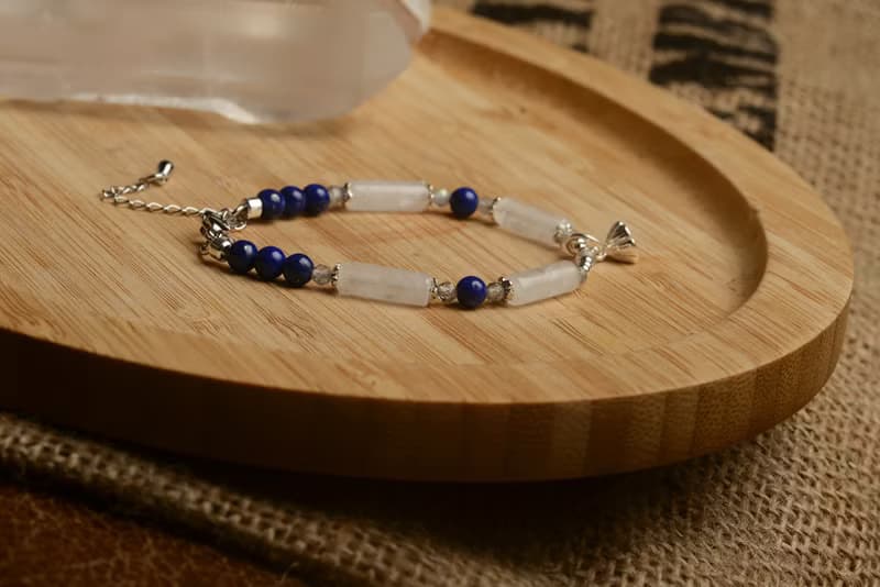 【神山晶礦】長形白水晶青金蓮蓬手鍊/白水晶/青金/拉長石