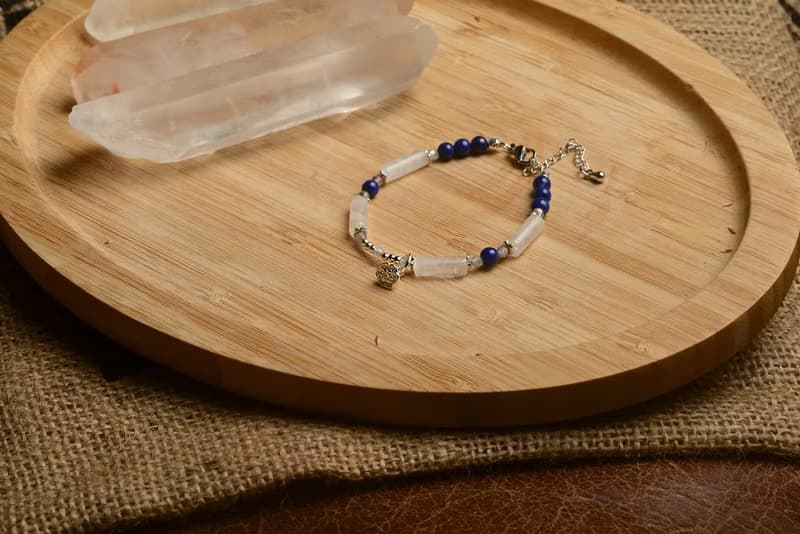 【神山晶礦】長形白水晶青金蓮蓬手鍊/白水晶/青金/拉長石