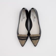 TAMARA RAFFIA  (BLACK) PVC POINTED TOE FLAT  ポインテッドトゥ パンプス