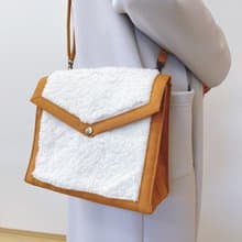 倉敷帆布　シープボア　ショルダーバッグ　バイカラー　サコッシュ　自立　軽量　アイボリー×キャメル