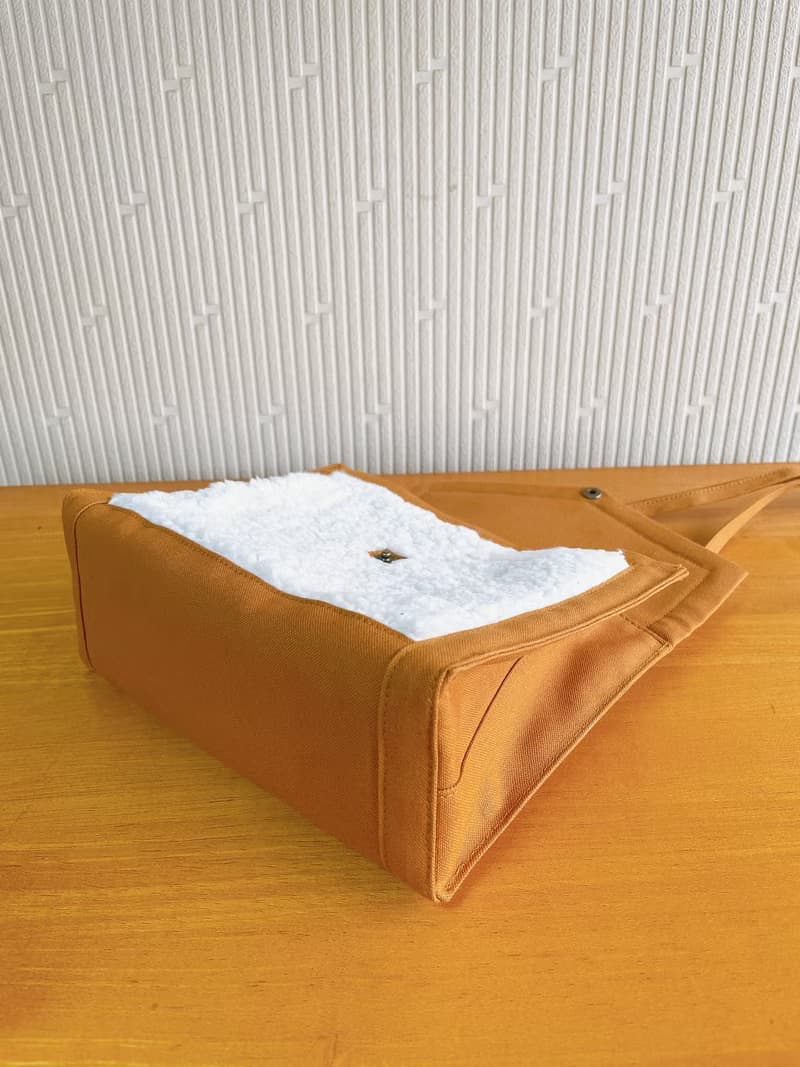 倉敷帆布　シープボア　ショルダーバッグ　バイカラー　サコッシュ　自立　軽量　アイボリー×キャメル
