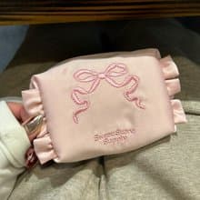 Sweetstore Supply原創全粉綢緞蝴蝶結刺繡化妝包便攜收納包