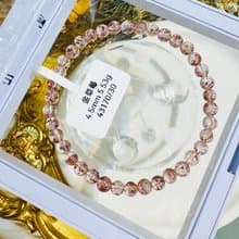 天然高透體彼岸花紅超七金草莓4.5mm5.53g水晶手鍊貴人運桃花
