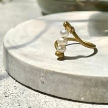 老林雜貨 | 三顆珍珠黃銅戒指