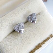 Vintage Jewelry 西洋古董飾品 銀色調 秀氣 小巧貼耳 針式耳環