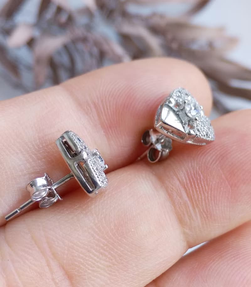 Vintage Jewelry 西洋古董飾品 銀色調 秀氣 小巧貼耳 針式耳環