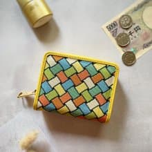 換季特賣  短夾 / 零錢包 /  植鞣皮革 / 防潑水 平織緹花 繽紛經